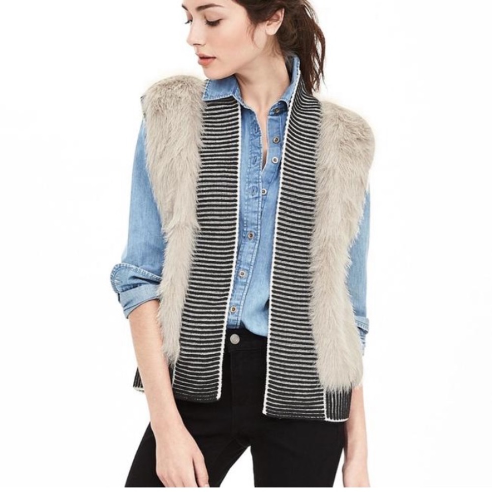 Banana republic faux fur vest